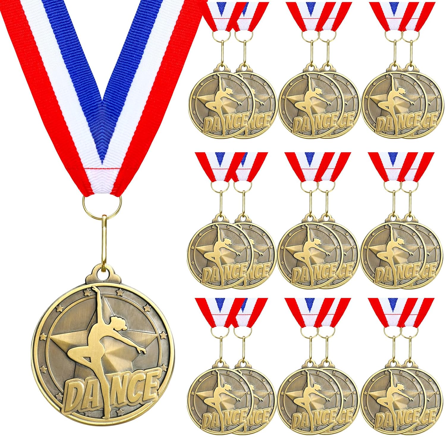 Quelay 20 Pcs Gold Awards Medals - 2'' Winner Medals with Neck Ribbons for Competitions & Events