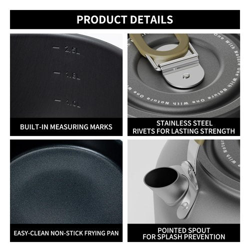 Alocs Camping Cookware, Portable Non-Stick Camping Pan Set with Enhanced Handle, Ideal for Outdoor Kitchen, Picnic, Hiking and Fishing