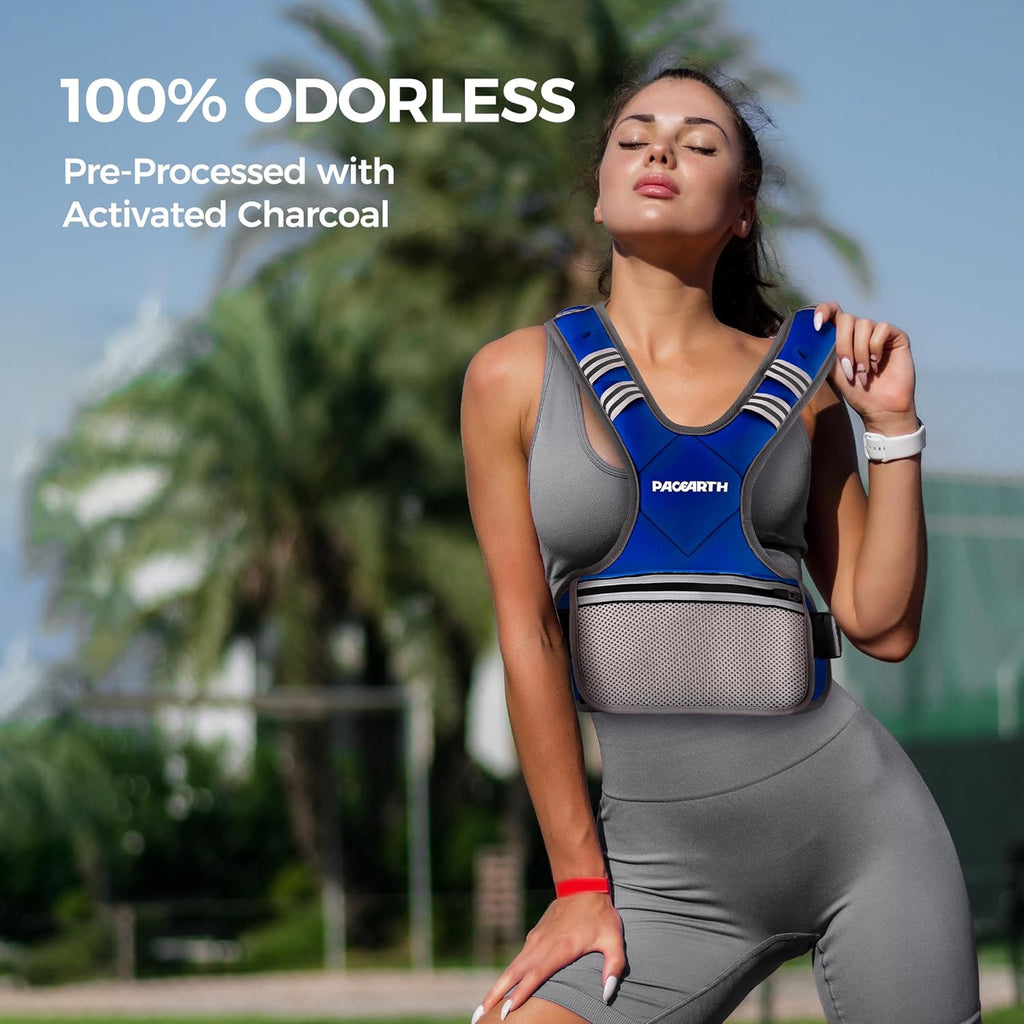 PACEARTH Adjustable Weight Vest - X-Shape Design for Home Workouts | 4-32lbs with Zipper Pouch & 6 Weights in Pink, Gray, Black