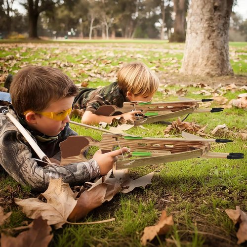Crossbow Toy Set - Handmade Wooden Arrows & Quiver | Archery Prop for Kids' Halloween Cosplay - Green