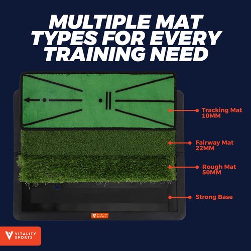 Golf Hitting Mat, 4 PCS Dual Turf Golf Practice Mat for Indoor Outdoor Swing Path Feedback, Driving, Chipping, Putting, Durable Artificial Grass Golf Mats for Men Women, 20"x16" Training Aid with Tees