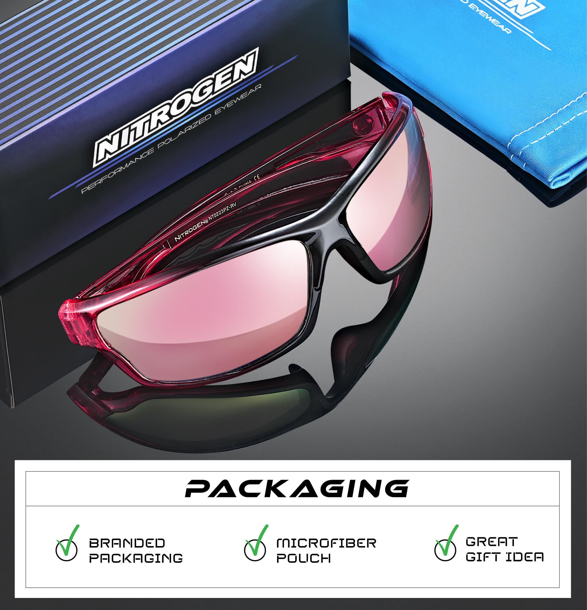 Nitrogen Polarized Wrap Around Sport Sunglasses for Men Women UV400 Driving Fishing Running Sun Glasses