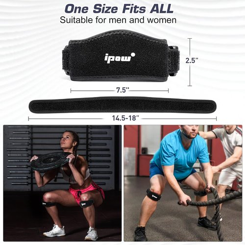 IPOW Knee Strap - Thickened Patella Support Brace for Pain Relief | Adjustable for Sports & Recovery