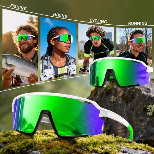 Whale Polarised Sports Sunglasses with UV400 Protection - Unisex Suitable for running, cycling, driving, fishing and baseball (White)