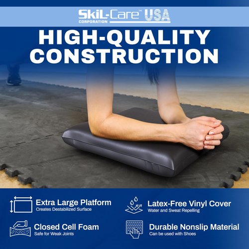 Skil-Care Balance Stability Foam Pad, 17.5” x 15.5”, Non-Slip Surface for Rehabilitation, Physical Therapy, Closed-Cell Foam with Wipe-Clean Vinyl Cover, Latex-Free, 555103