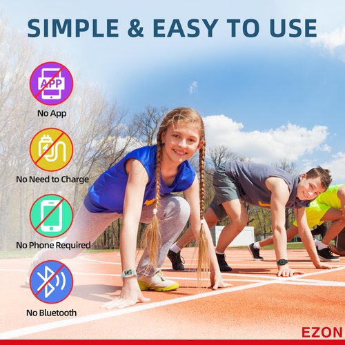 EZON T048 Digital Kids Watch for Teens Girls Boys,Sport Watch with Virtual Pet Cat Step Counter Stopwatch Pedometer Timer Alarm, No App Waterproof Fitness Tracker for Ages 7-18 (White)
