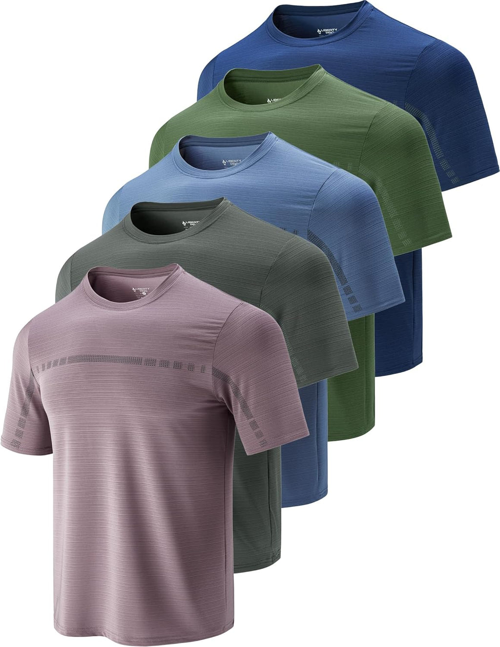 Skiennix Men's Quick Dry Active Crew Neck T-Shirts - 5 Pack Athletic Workout Tees