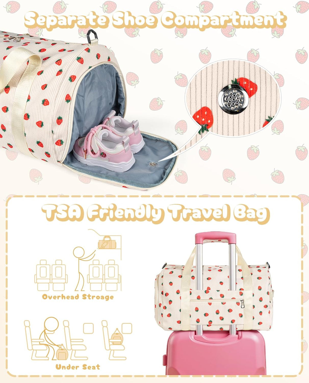 Skiennix Girls Gym Bag - Personalized Weekend Duffel with Shoe Compartment & Makeup Bag | Ideal Gift for Teens (Letter K)