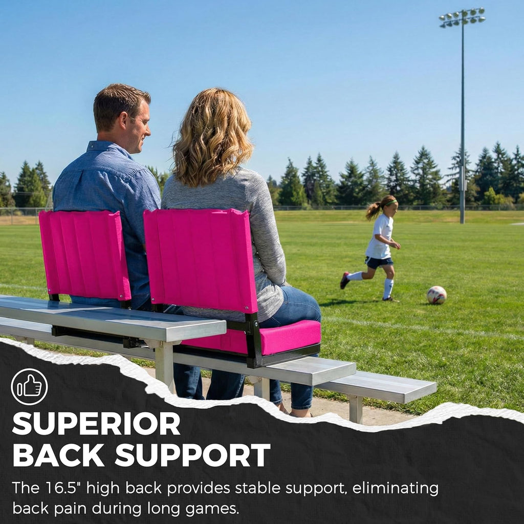 Sport Beats Stadium Seats - Comfortable Bleacher Chair with Back Support & Cushion | Pink, 1pc - 17" W x 12" D x 16.5" H