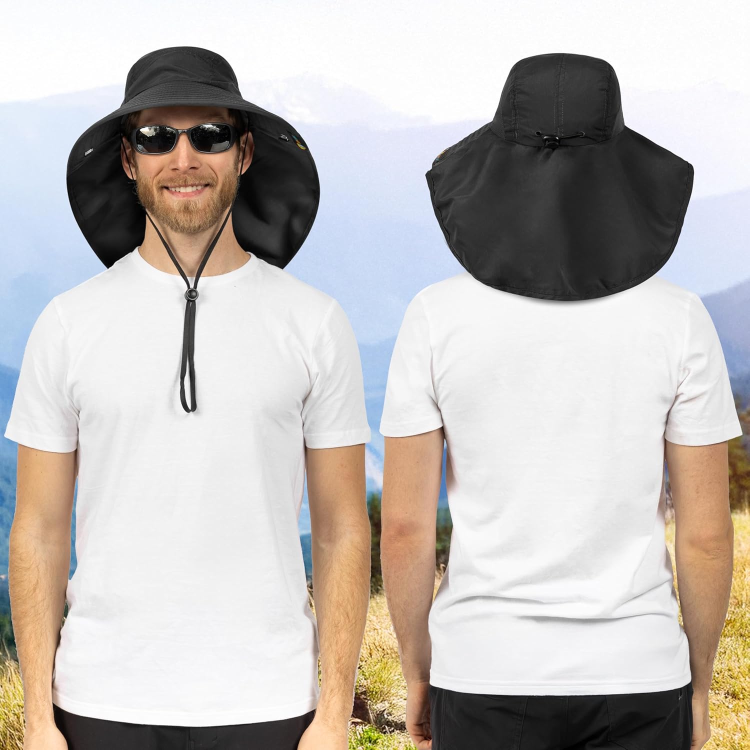 SUN CUBE Wide Brim Sun Hat - UPF 50+ Neck Flap for Ultimate Sun Protection | Ideal for Hiking & Fishing