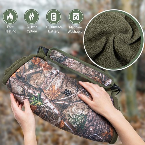 GVDV Heated Hand Warmer Pouch for Hunting Fishing, Hand Muff Included 10000mAh Battery, Ideal for Winter Outdoor Lovers, Camo