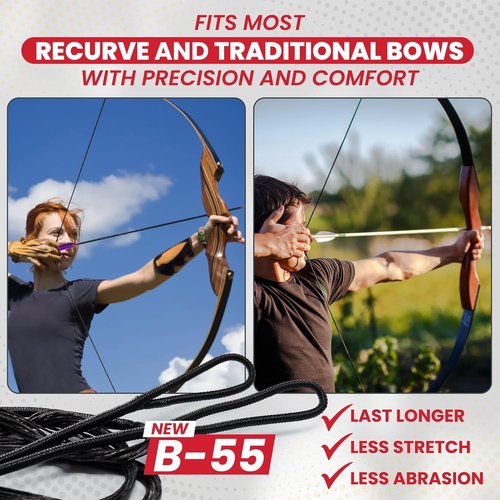 Legend Recurve Bow String - Durable Dacron Replacement - Fits 48in to 66in Bows - 12-16 Strands