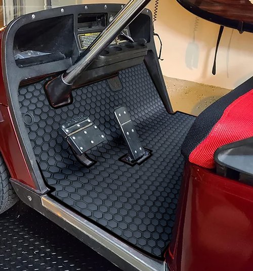 Matericuo Golf Cart Floor Liner Mat Full Coverage Custom Fit for EZGO TXT (1994-UP),Express S4 (2012-2020)，Cushman Workhorse，EX1 (2020),Valor,Navitas,Some Star Carts Black