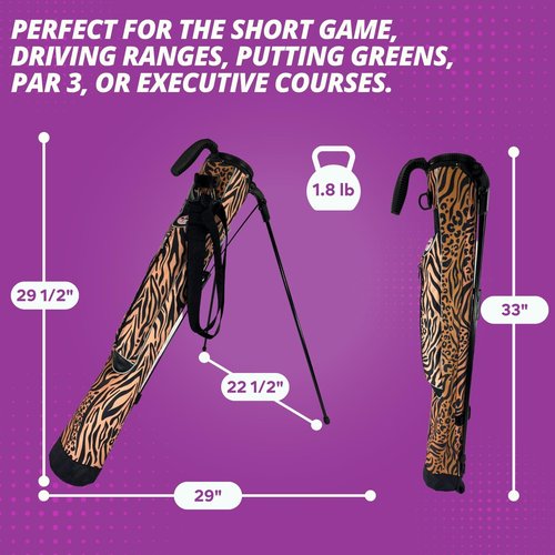 Taboo Fashion Sunday Golf Bags for Women - Lightweight Golf Range Bag with Self Flexing Stand and Shoulder Strap for Driving Range, Par 3 or Executive Course (Wildcat)