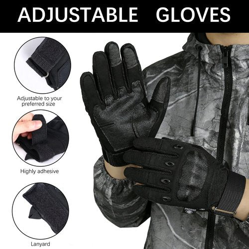 BIFZOIN Tactical Gloves for Men Women - Motorcycle Shooting Touchscreen Gloves with Knuckle Protection for Motorcycle,Cycling,Hiking,Camping,Rock Climbing and Airsoft Training,XL