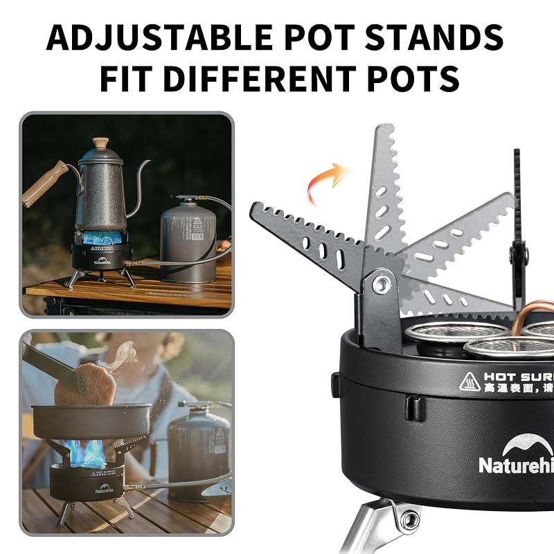 Naturehike 3-Burner Camping Stove for IGT Table with Carry Bag & Foldable Brackets