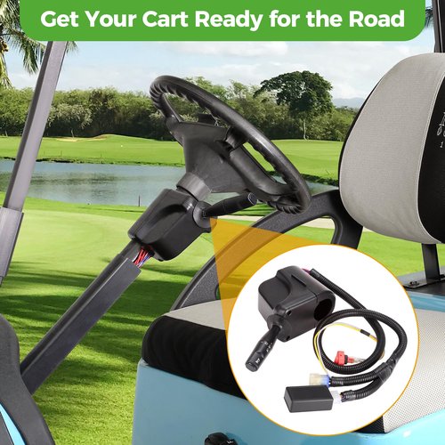 10L0L Golf Cart Turn Signal Kit for Yamaha Club Car EZGO TXT RXV, Universal Golf Cart Turn Signal Switch, 9-pin Wiring Harness Headlight Blinker Kit with Horn Brake Pad Light Switch (12V)