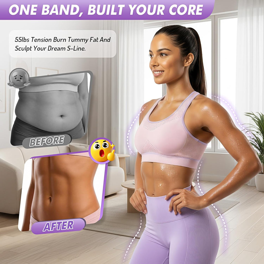Pedal Resistance Band with Handle - Upgraded 55LBS Exercise Bands for Core, Abs, Legs & Arms