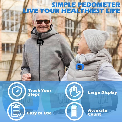 Copkim 9 Pcs Simple Pedometers Bulk for Walking Steps and Miles Walking Step Counters with Calories Burned Portable Clip Step Tracker for Seniors Man Women Jogging Hiking Running (Black, Green, Blue)