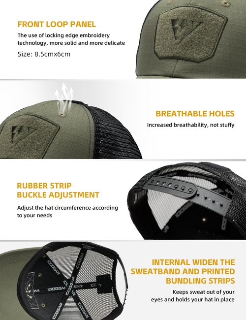IDOGEAR Tactical Mesh Baseball Cap Breathable Operator Hat Military Ripstop Outdoor Hats with Loop Panel for Men & Women (Ranger Green)