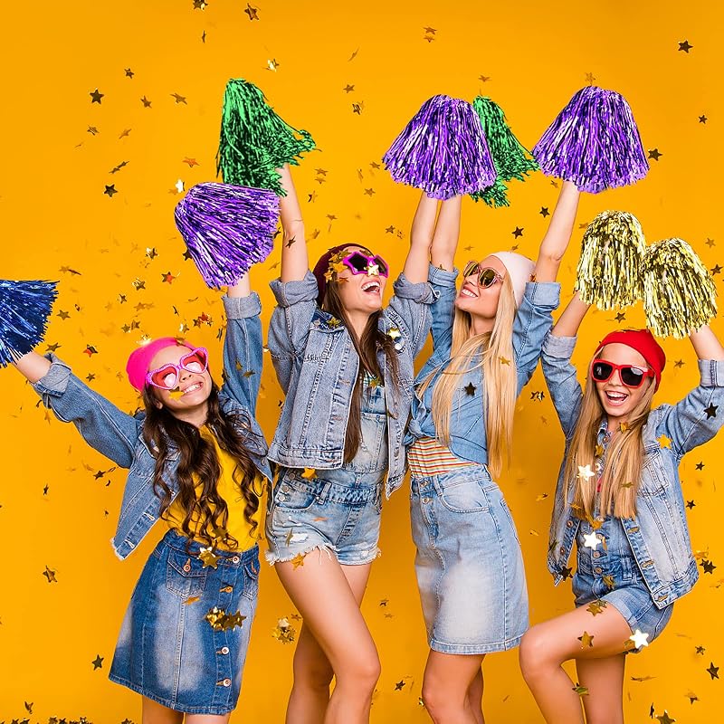 24 Pcs Metallic Cheerleading Pom Poms with Baton Handle - Purple (Variation of THIS listing)