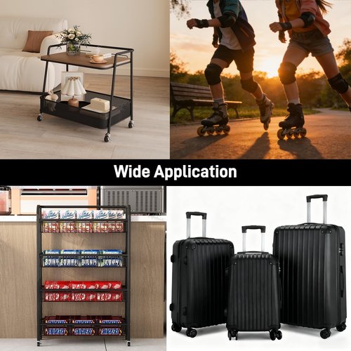 VORTRACK Universal Luggage Replacement Wheels 70x24mm - Silent PU Caster with ABEC-9 608-2RS Bearings, 6mm Axle & Washer Included, Heavy Duty Suitcase Repair Kit for Inline Wheels