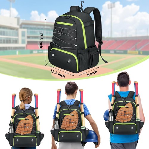 MATEIN Baseball Bat Bag - Lightweight Youth Backpack for 4 Bats & Gear | Large Capacity with Shoe Compartment