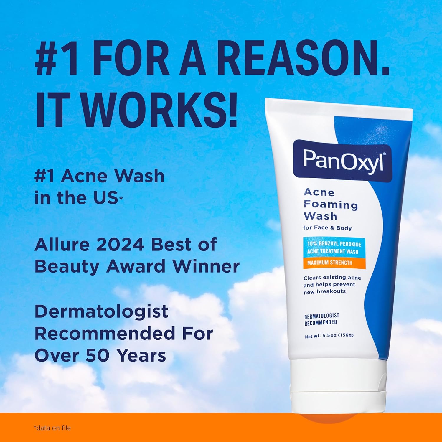 PanOxyl Acne Foaming Wash - Maximum Strength 10% Benzoyl Peroxide Cleanser | 5.5 Oz Tube for Clear Skin
