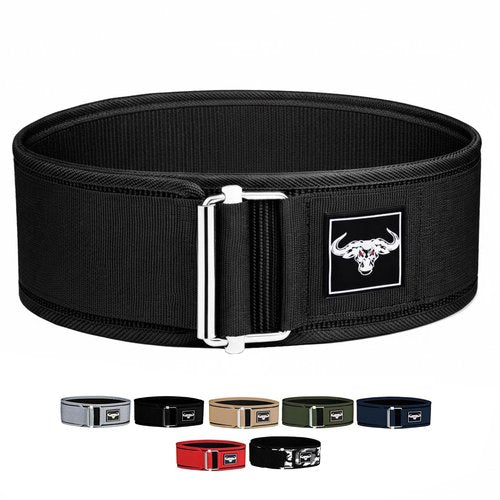 IBRO Quick Locking Premium Weight Lifting Belt - Back Support for Powerlifting, Cross Training & Gym Bodybuilding - 4 Inch Nylon Men and Women with Metal Buckle for Core Stability Black S