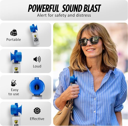Guard Dog Security Air Horn - Loud Mini Handheld Safety Horn | Self-Defense, 1.4 oz Can, Audible Over 1 Mile