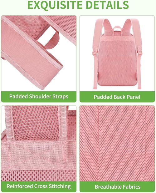 MAY TREE Heavy-Duty Mesh Backpack - Large Capacity Travel Bag for Beach & Hiking with Padded Straps