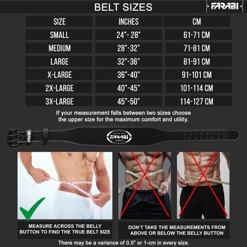 Farabi Sports Powerlifting Belt 100% Genuine Leather Weight Lifting Belt 4" wide Gym Belt Men and Women Weightlifting Belt for Gym Training Bodybuilding and Workout belt (Black, X-Large)