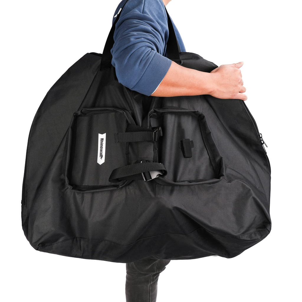 SUNELFFY 20inch Folding Bike Bag Bicycle Carry Bag Bike Travel Carrying Case Bike Transport Bag for Car Train Air Travel Portable (Black-White, 14-20 inch)