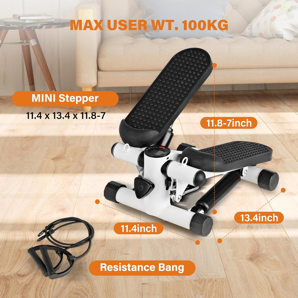 YSSOA Mini Stepper - Full Body Fitness Equipment with Resistance Bands | Home Workout Solution