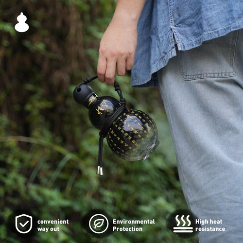 Kearnybo Gourd Water Bottle Tritan BPA-Free 210°F Heat Resistant - Leak-Proof Push-On Rubber Stopper, Stylish Gradient Colors with 2 Versatile Straps for Hanging - Durable (White)