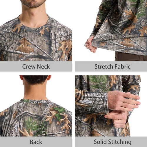 LOOGU Men's Camo Hunting Shirt - Lightweight Long Sleeve Camouflage Shirt for Fishing & Hiking