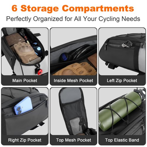 WILDKEN Bike Rack Bag, 10L Bike Rear Rack Bag Waterproof Bicycle Trunk Bag Bike Panniers Cycling Rear Seat Carrier Backseat Storage Luggage Bike Bags for Bicycle E bike Rear Rack