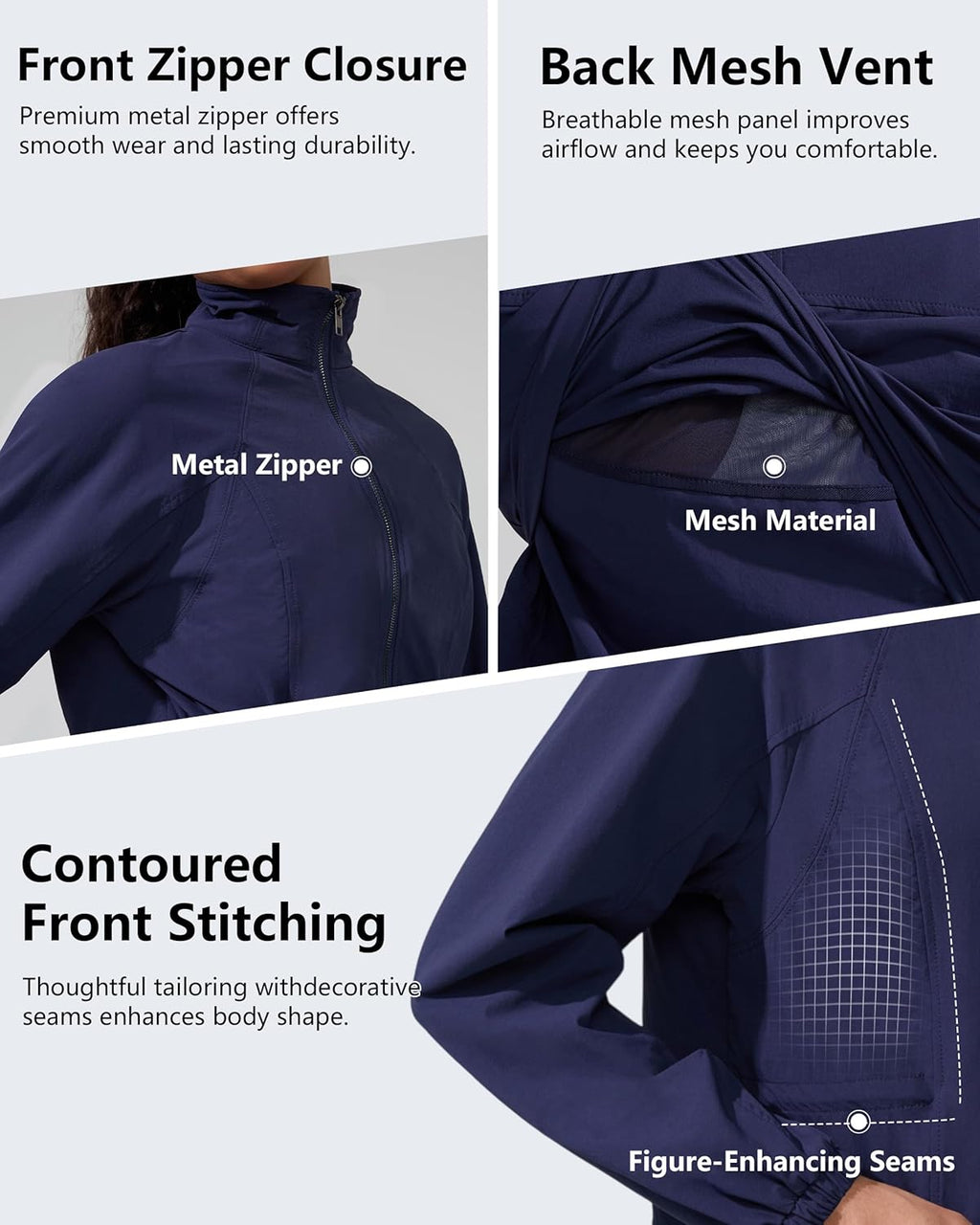 Skiennix Lightweight Workout Jacket for Women - Full Zip Yoga Athletic Wear with Pockets | Slim Fit