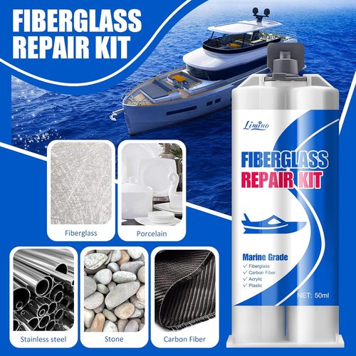 Limino Marine Fiberglass Repair Kit - 100ml Resin Filler for Bathtub Chips, Cracks & Holes | UV-Resistant Gel Coat Repair for Boats & Kayaks