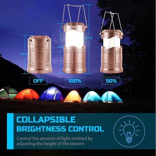 Lichamp LED Camping Lantern - 4 Pack Battery-Powered Flashlights for Emergencies | Portable & Collapsible