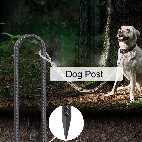 AAGUT Trampoline Stakes - 16 Inch Heavy-Duty U-Shaped Ground Anchors | 8 Pack Black Coated Kit