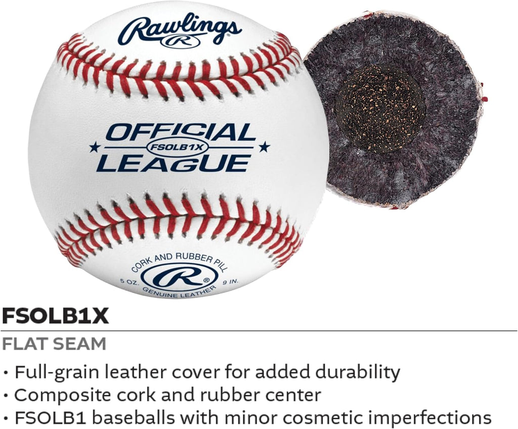 Rawlings Official League Baseballs - Flat Seam Design for Recreational Practice | 12 Count