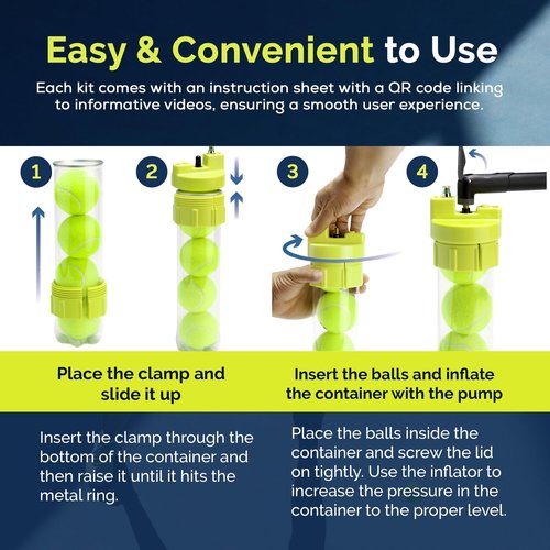 BALL RESCUER: Tennis and Padel Ball Life Extender – Converts Standard Tennis Ball Containers to a 30 psi Ball Pressurizer – Without Pump/Without Maintenance Pack