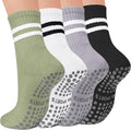 Mancreda Pilates Socks for Women - Non-Slip Grips Yoga Socks | 84% Cotton for Barre & Hospital (2/3/4 Pairs)