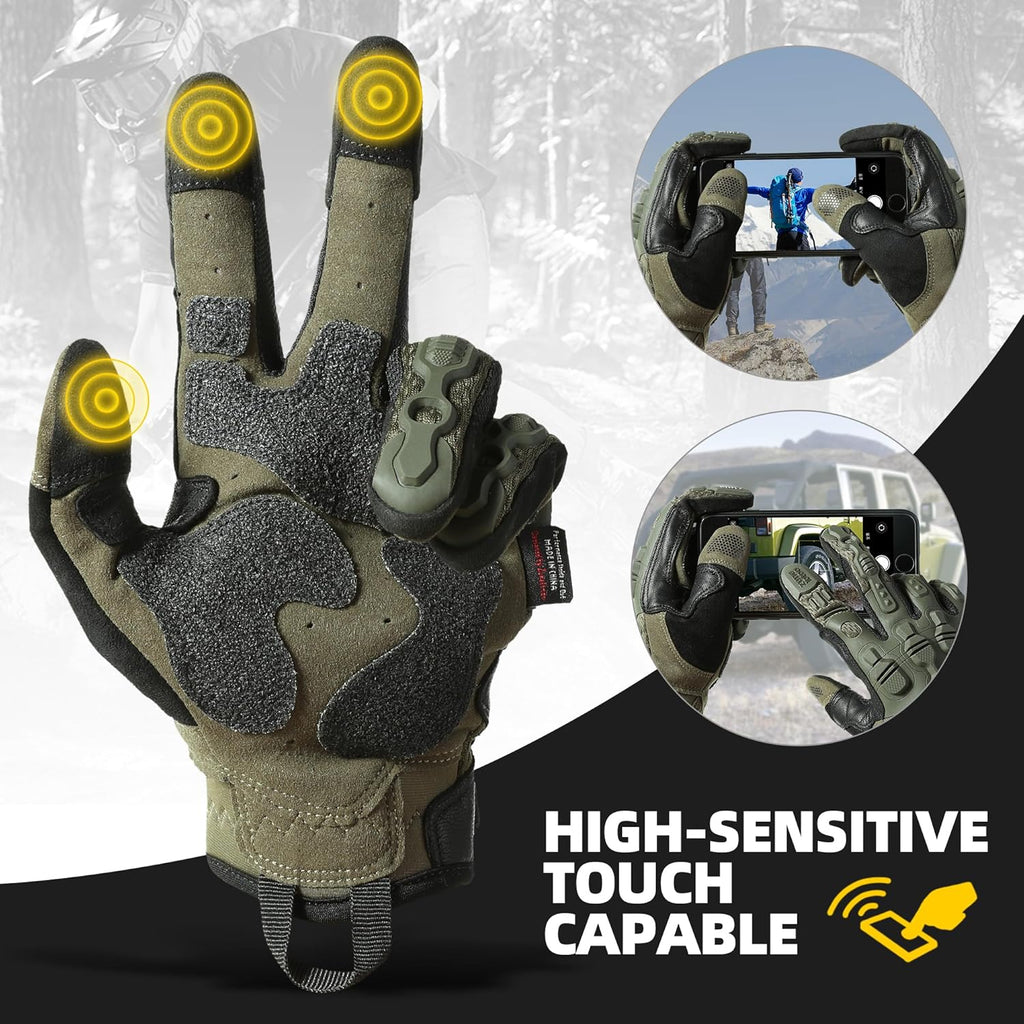 ZUNE LOTOO Tactical Touchscreen Gloves - Kevlar-Lined & TPR Impact Protection | Black/Red/Green/Tan