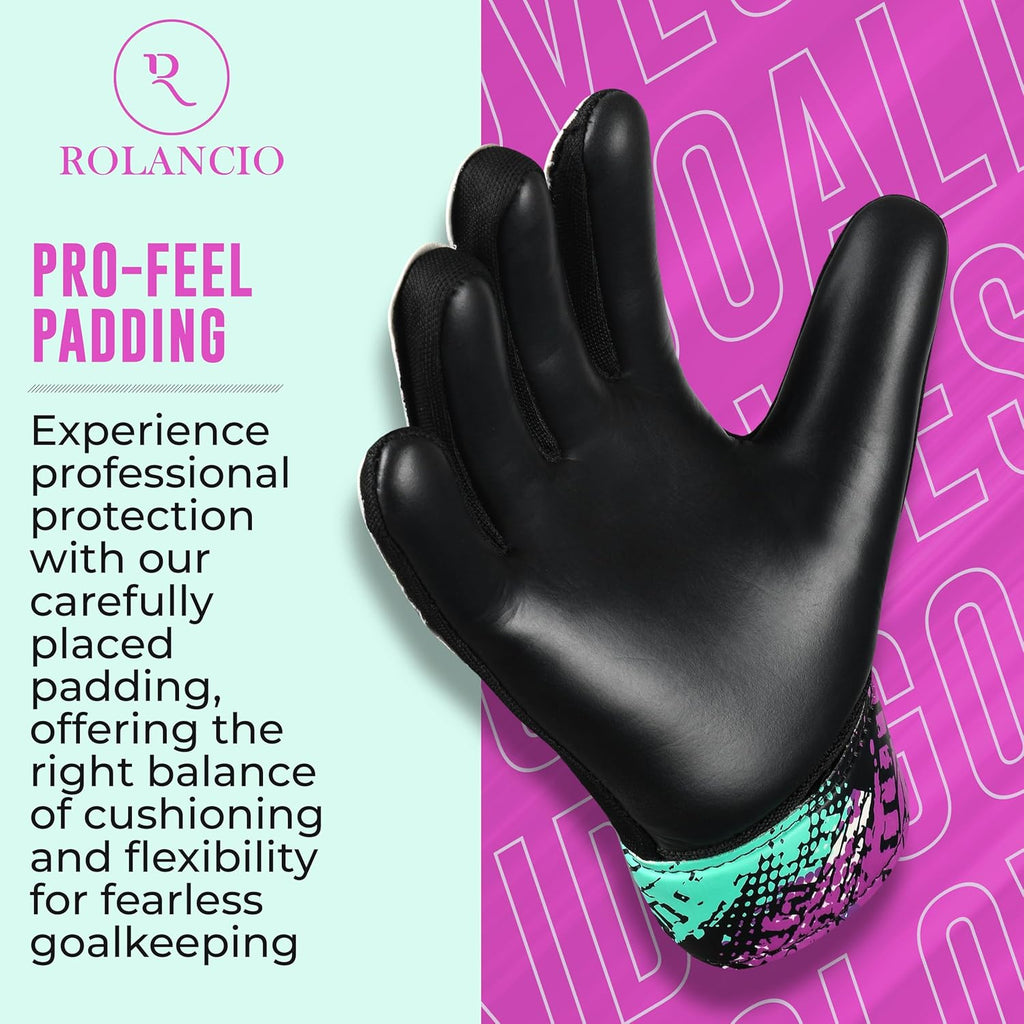 Rolanicio Goalie Gloves - Kids' Soccer Gloves with Dual Wrist Protection | Breathable Non-Slip Latex