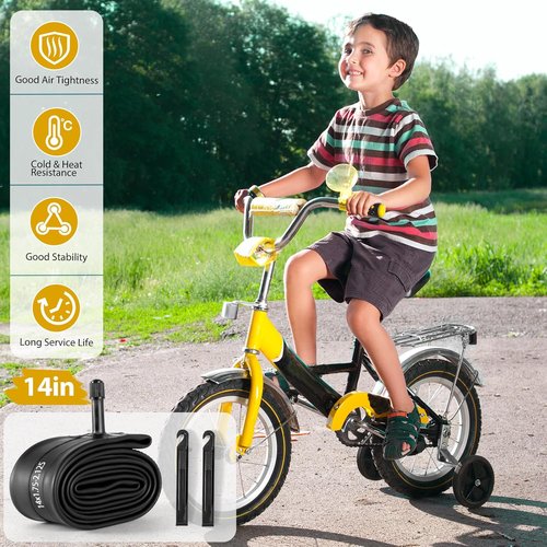 Bike Tube 2 Pack by [Brand Name] - 14 Inch AV32mm Schrader Valve, Butyl Rubber for Kids & MTB Bikes