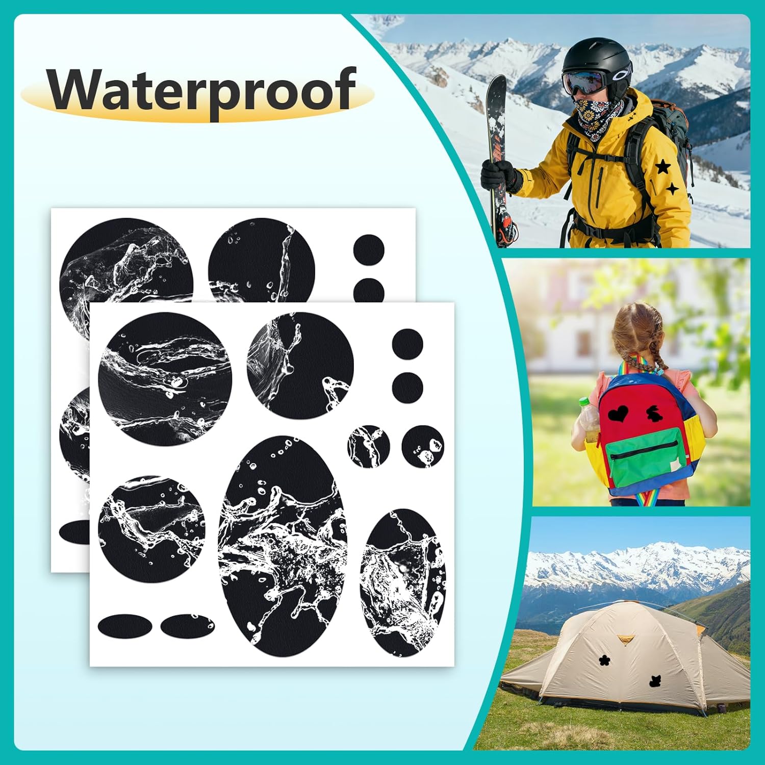 Skiennix Down Jacket Repair Patches - Waterproof Self-Adhesive Nylon Fabric | Pre-Cut, Tear-Resistant