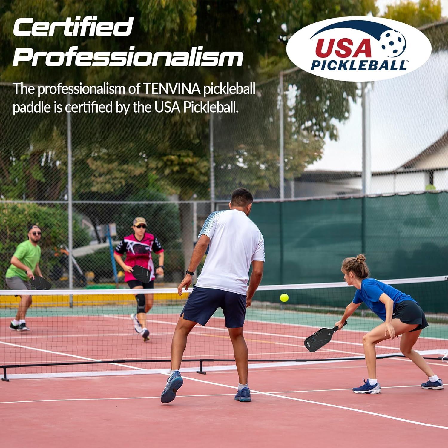 TENVINA Pickleball Paddle - Multi-Layer T700SC Carbon Fiber | USAPA Approved, Strong Spin & Power