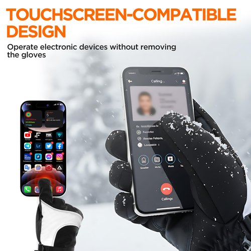 Heated Gloves for Men, Rechargeable Electric Heated Winter Work Gloves, Touchscreen, 3000mAh Keep Warm for 8.5-9.5 hrs, for Travel Skiing Working Hunting Walking The Dog Fishing, Riding Heated Gloves